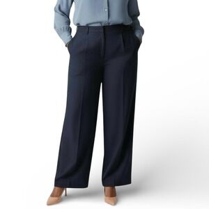 Preston York Navy Blue Wide Leg Dress Pants Size 14R Pleated Office‎ Career
